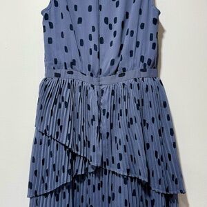 Banana Republic Blue Tiered Pleated Polka Dot Dress